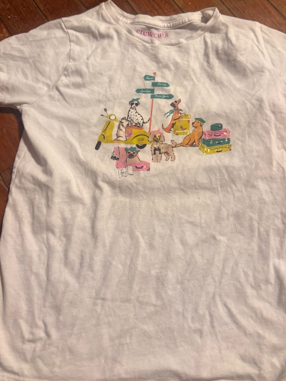 Crewcuts White Short-Sleeve Tee with Colorful dog  Graphic size 10-11